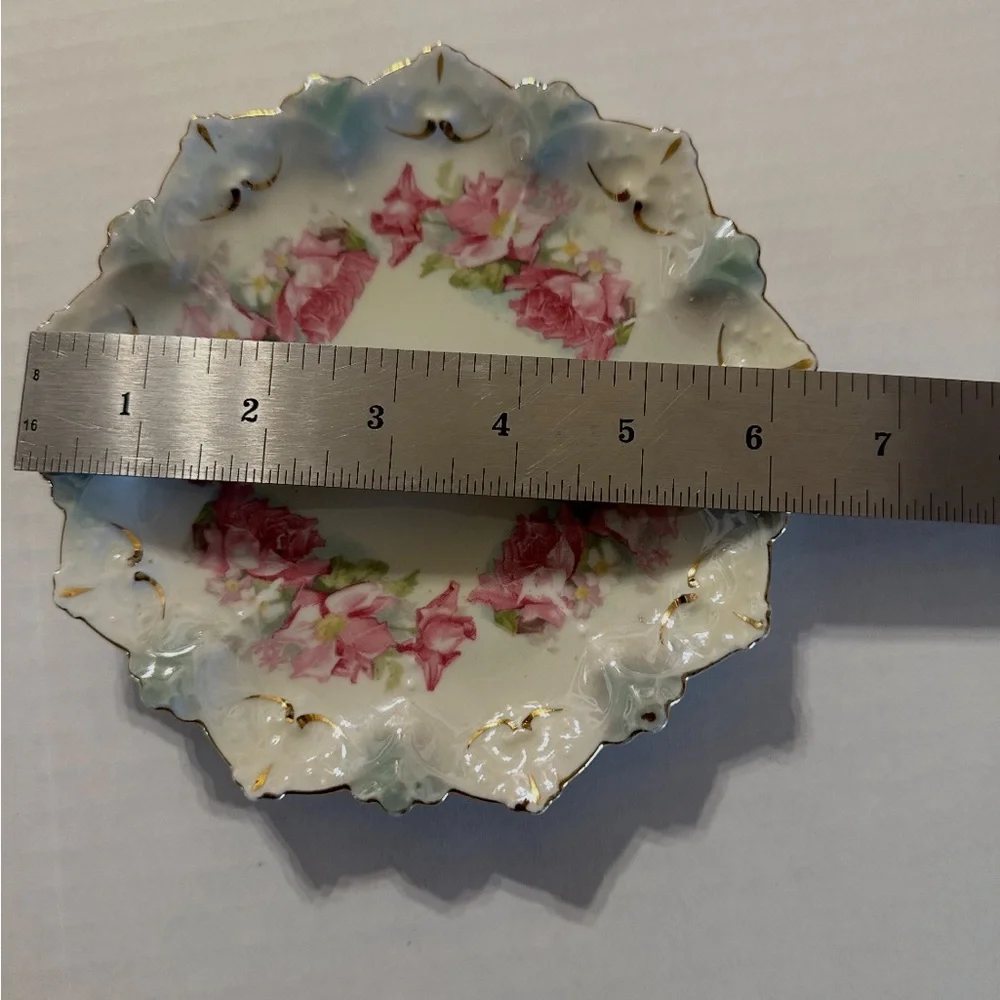 Antique MZ Austria Pink Rose Porcelain Plates Set of 6 Victorian Floral